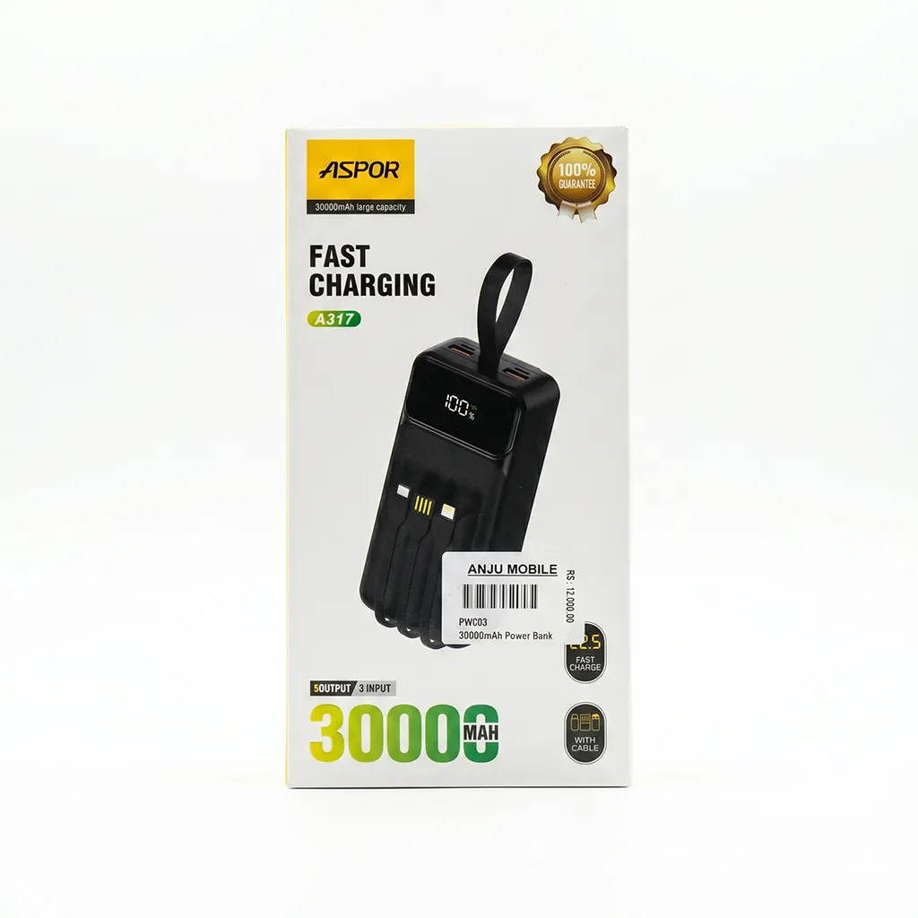 Aspor 30000mAh Fast Charging Power Bank (Model: A317)