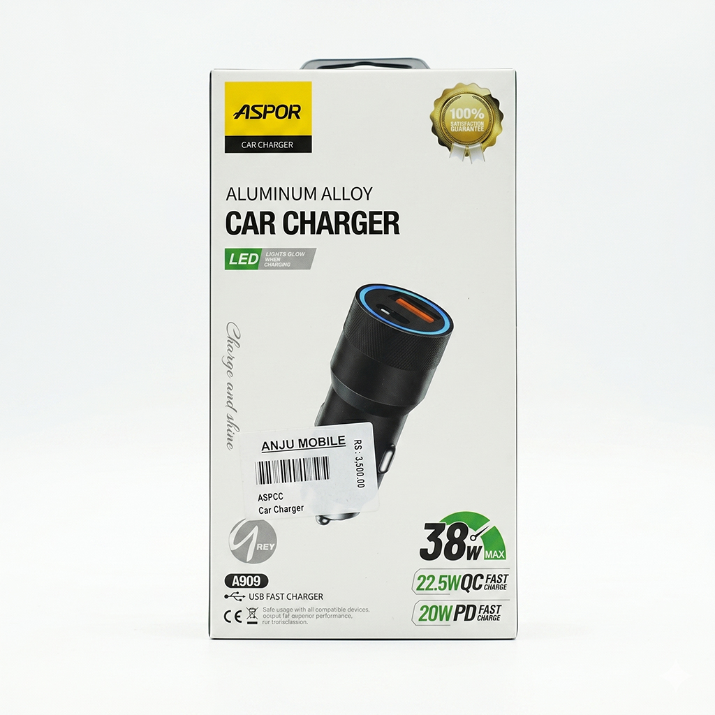 ASPOR Aluminum Alloy Car Charger (Model: A909)