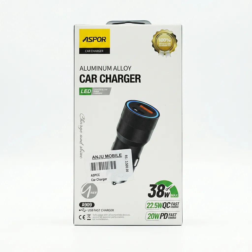 ASPOR Aluminum Alloy Car Charger (Model: A909)